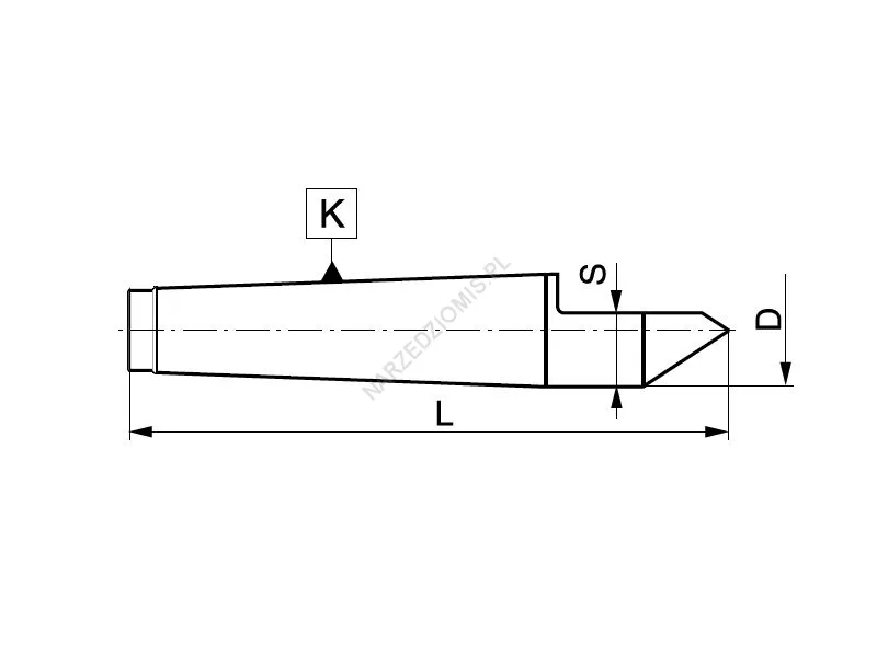Rysunek techniczny: Kieł stały zewnętrzny ze ścięciem - 60 stopni: T.8730 MS0 - KOLNO